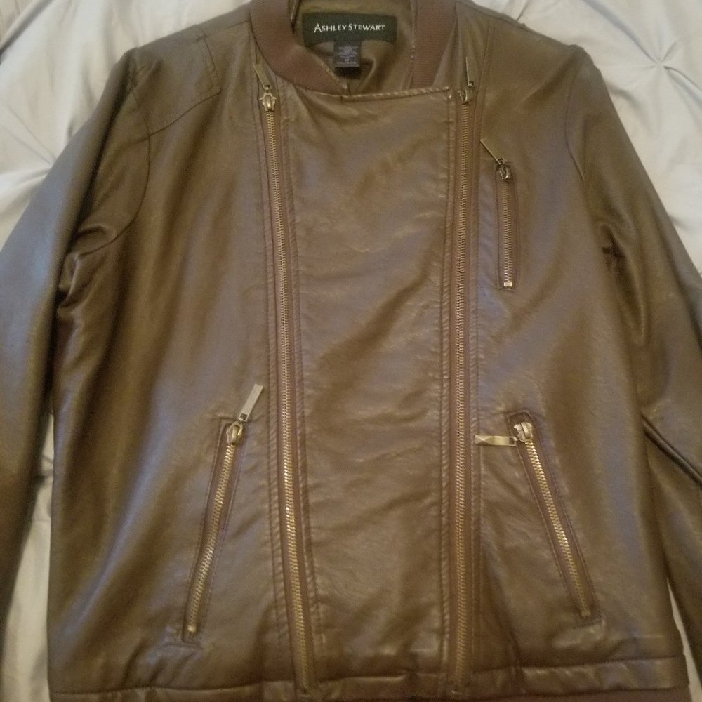 Brown leather faux jacket